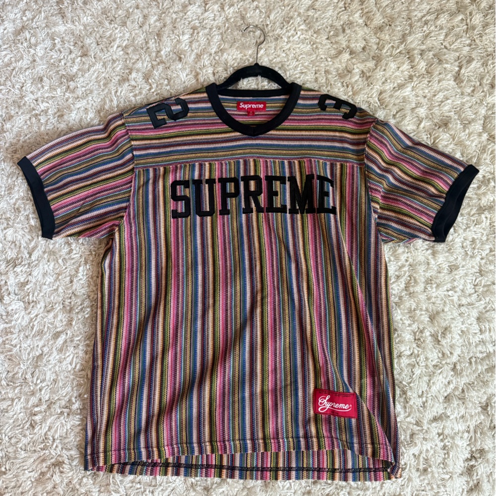Supreme Multicolor Striped Tee with Black Accents